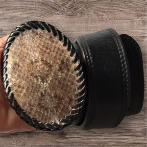 Handmade Shark Grain Cowhide Western Black Belt Unisex Sz 30